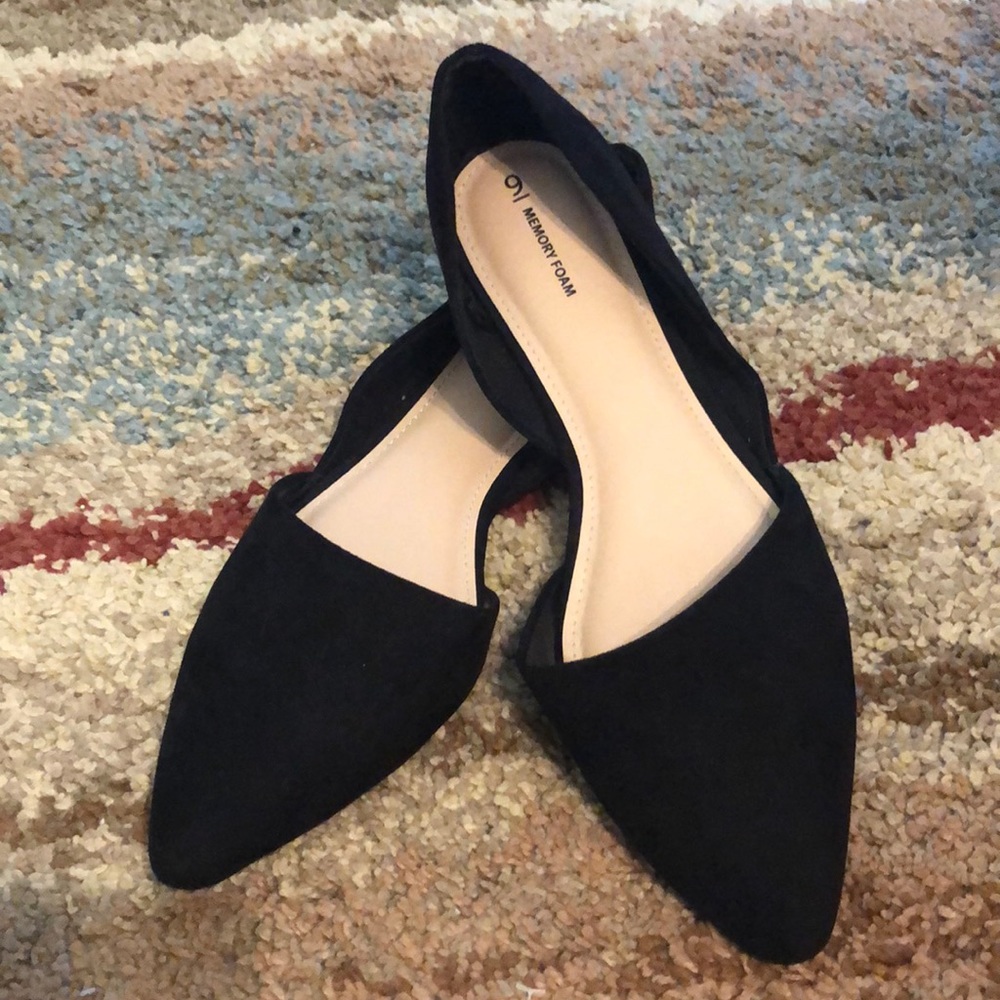 Suede black slip ons